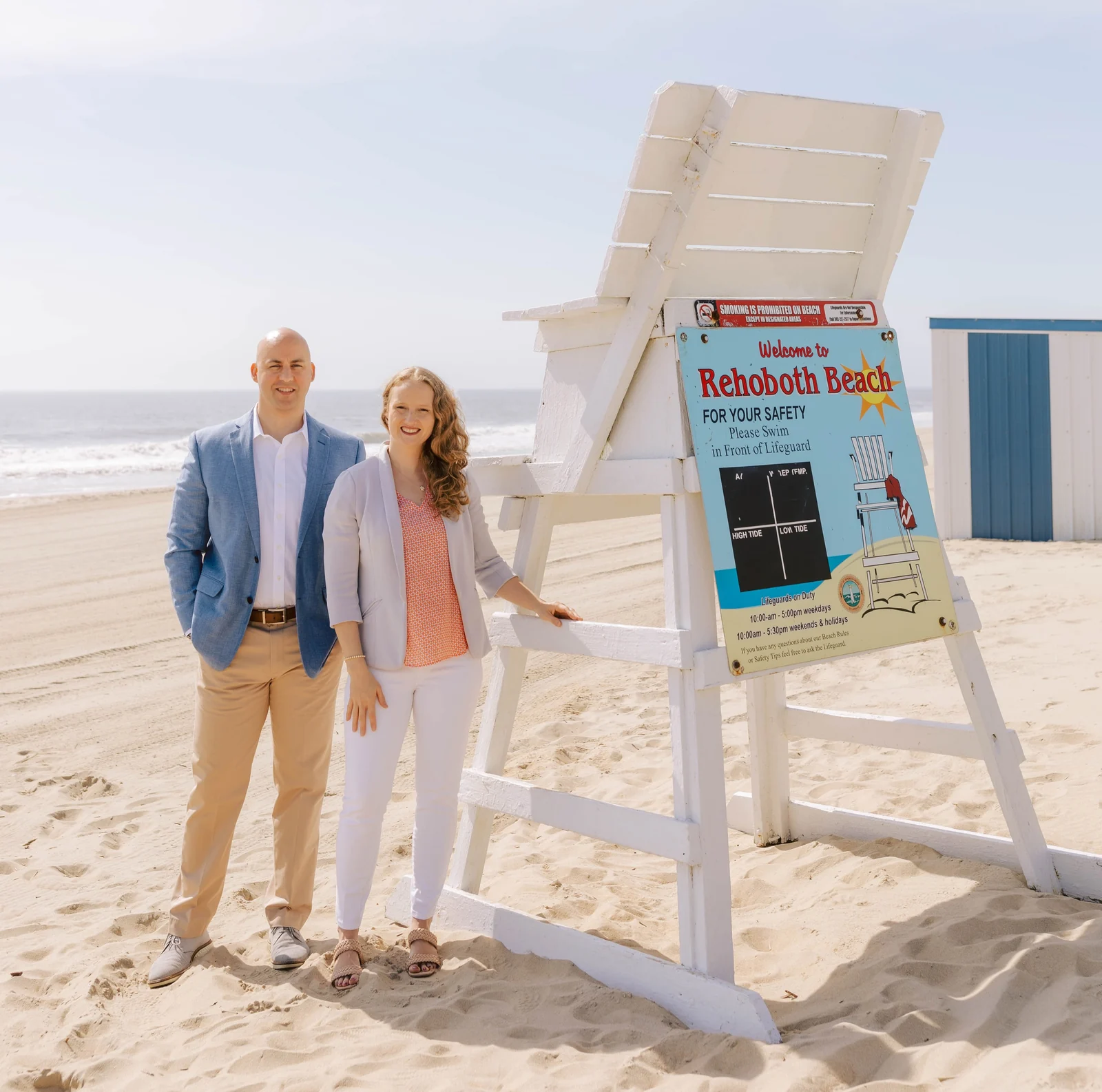 Merritt Cooch and Shawn McDonnell on the beach in Rehoboth Beach